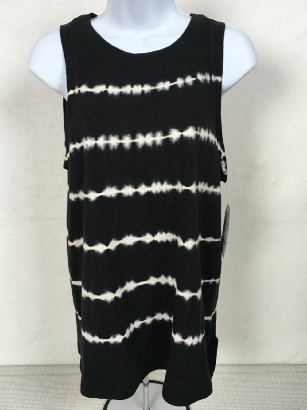 Time and Tru Women Tank Top Size S 4 6 Black White Tie Dye Sleeveless New w Tags